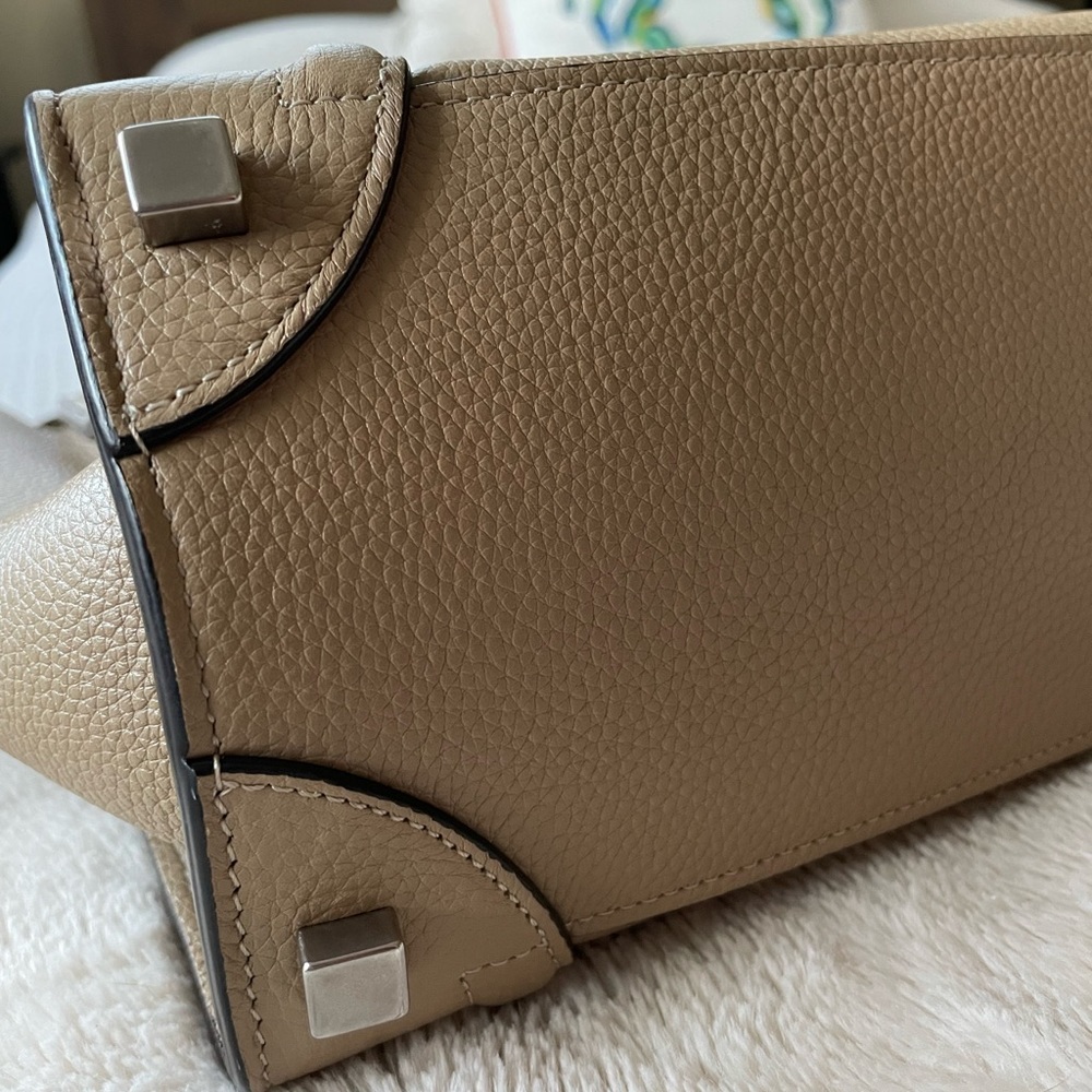 Authenticated Celine tote micro luggage drummed calfskin in Dune - Picture 10 of 12